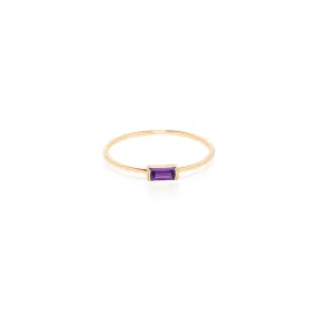 14k Medium Amethyst Baguette Ring | February Birthstone