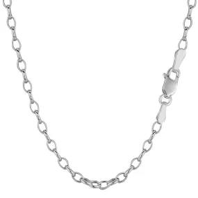 14k White Gold Oval Rolo Link Chain Necklace, 3.2mm, 18