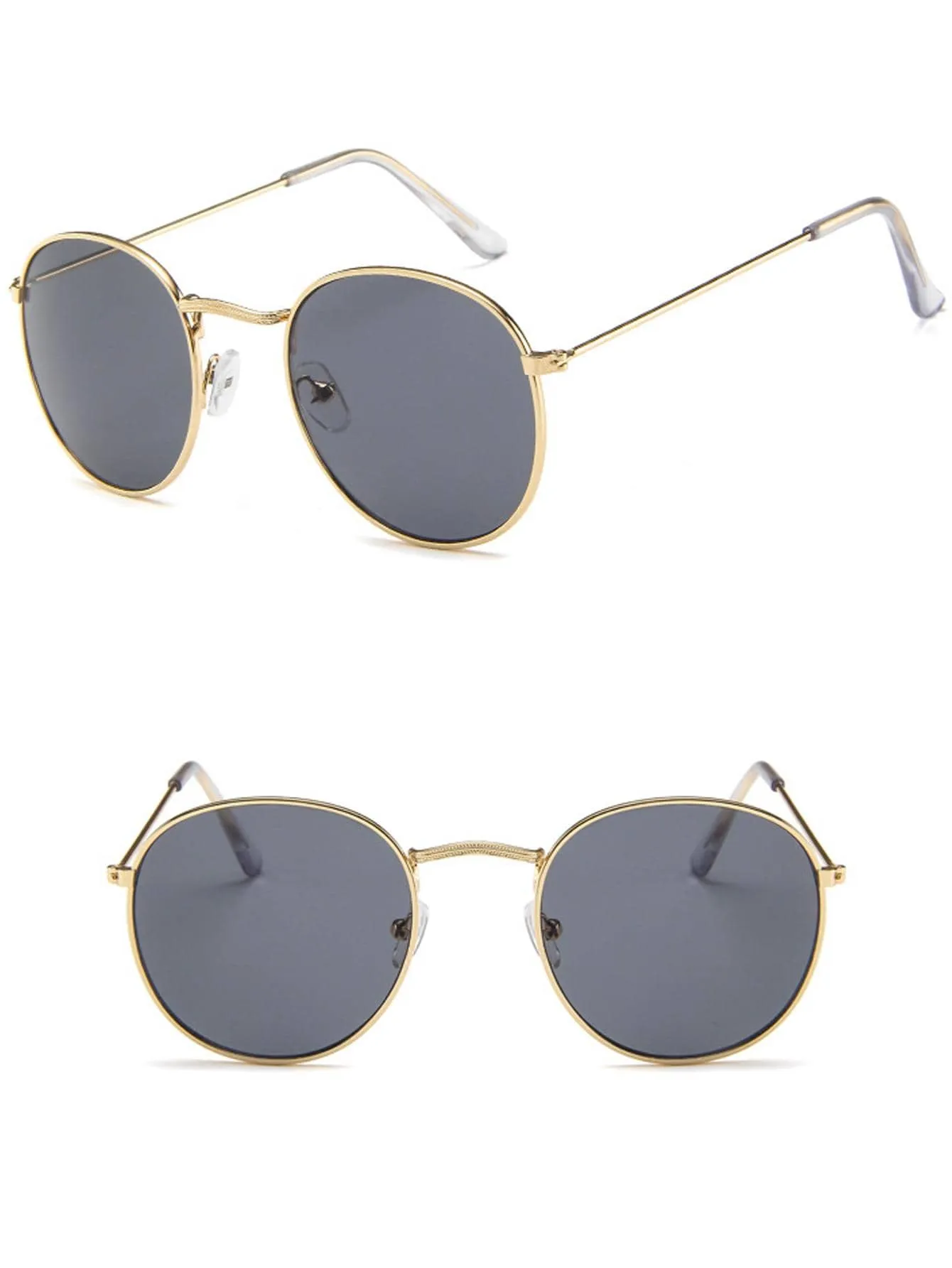 1pc Round Metallic Frame Classic Vintage Fashion Sunglasses For Sun Protection Outdoor Travel