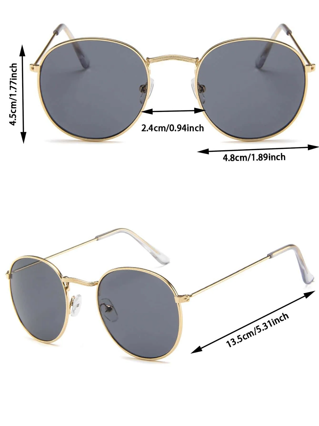 1pc Round Metallic Frame Classic Vintage Fashion Sunglasses For Sun Protection Outdoor Travel