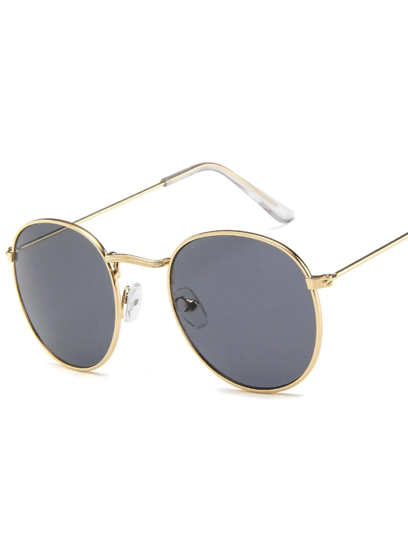 1pc Round Metallic Frame Classic Vintage Fashion Sunglasses For Sun Protection Outdoor Travel