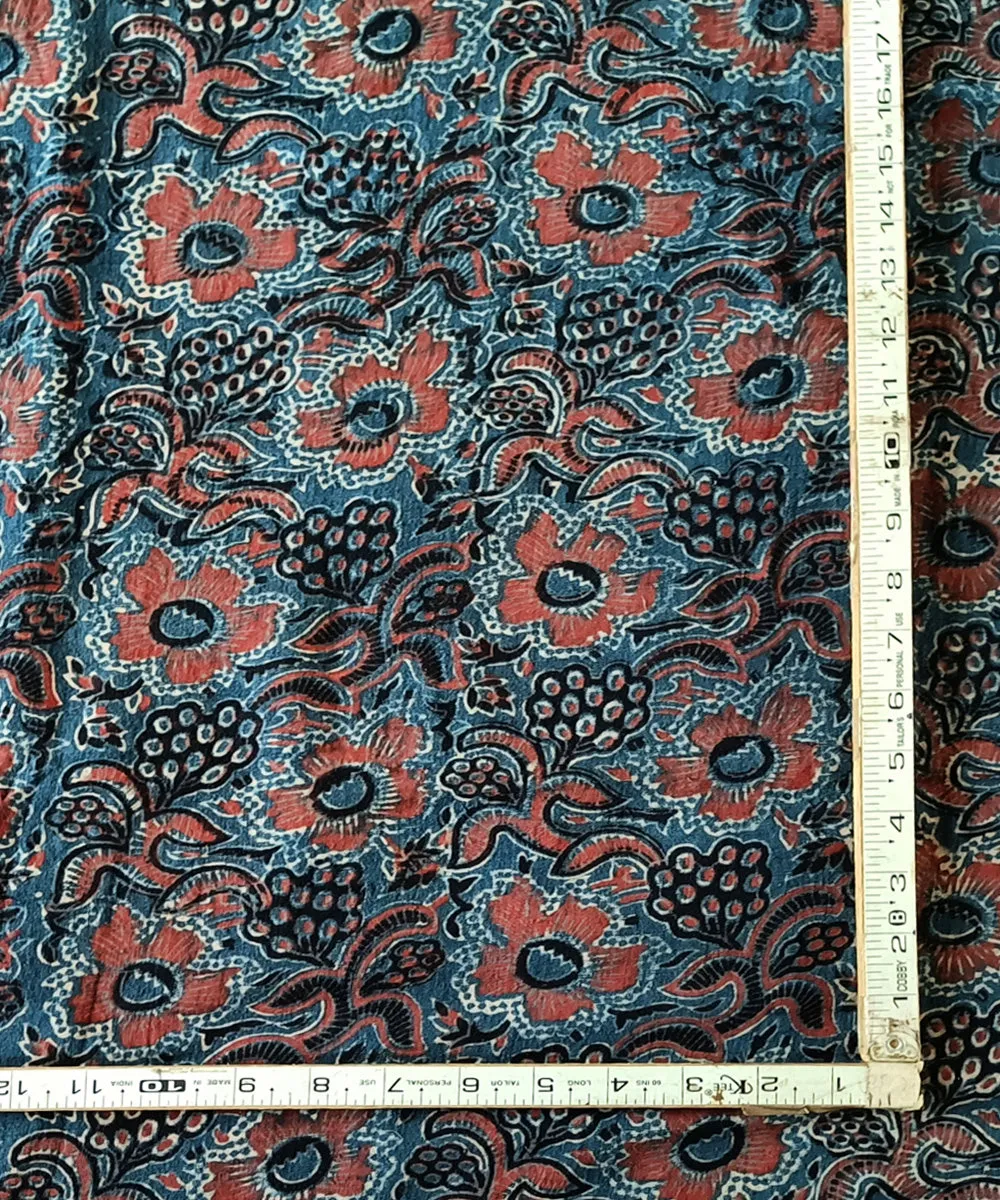 2.5m Blue black handspun handwoven cotton ajrakh print kurta material