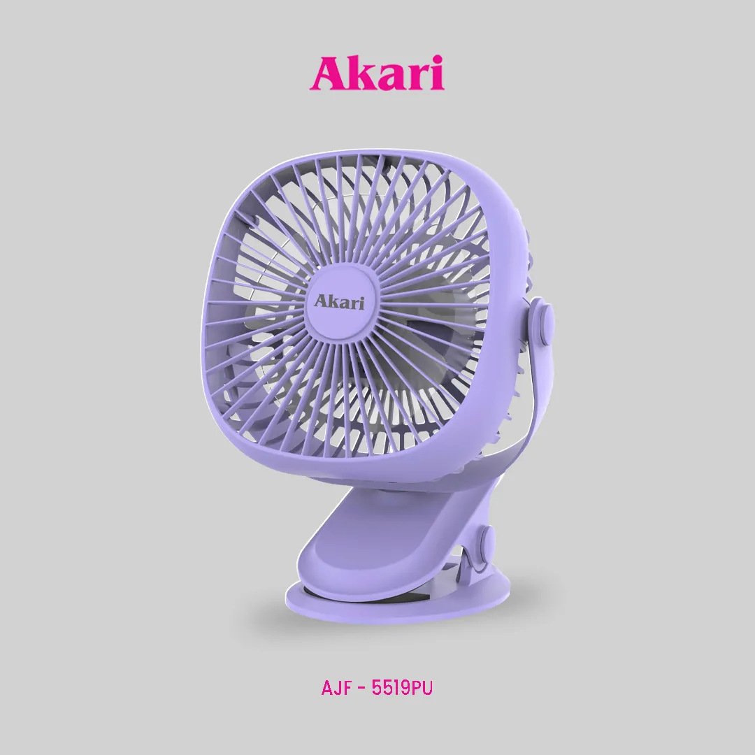 Akari 5 Rechargeable Clip Fan with LED (AJF-5519PU)