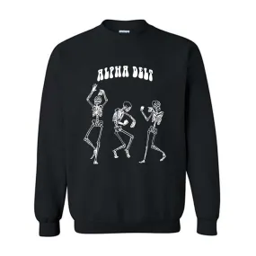 Alpha Delta Phi Dancing Skeletons Crewneck Sweatshirt