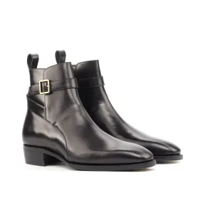 Ambrogio Bespoke Custom Men's Shoes Black Polished Calf-Skin Leather Jodhpur Boots (AMB1864)