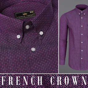 Antique Fuchsia Violet and Cinder Black Chambray Textured Premium Cotton Shirt