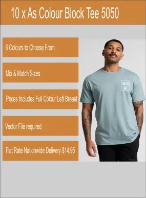 As Colour Printed Men's Block Tee 5050 (Printed 10 pack)