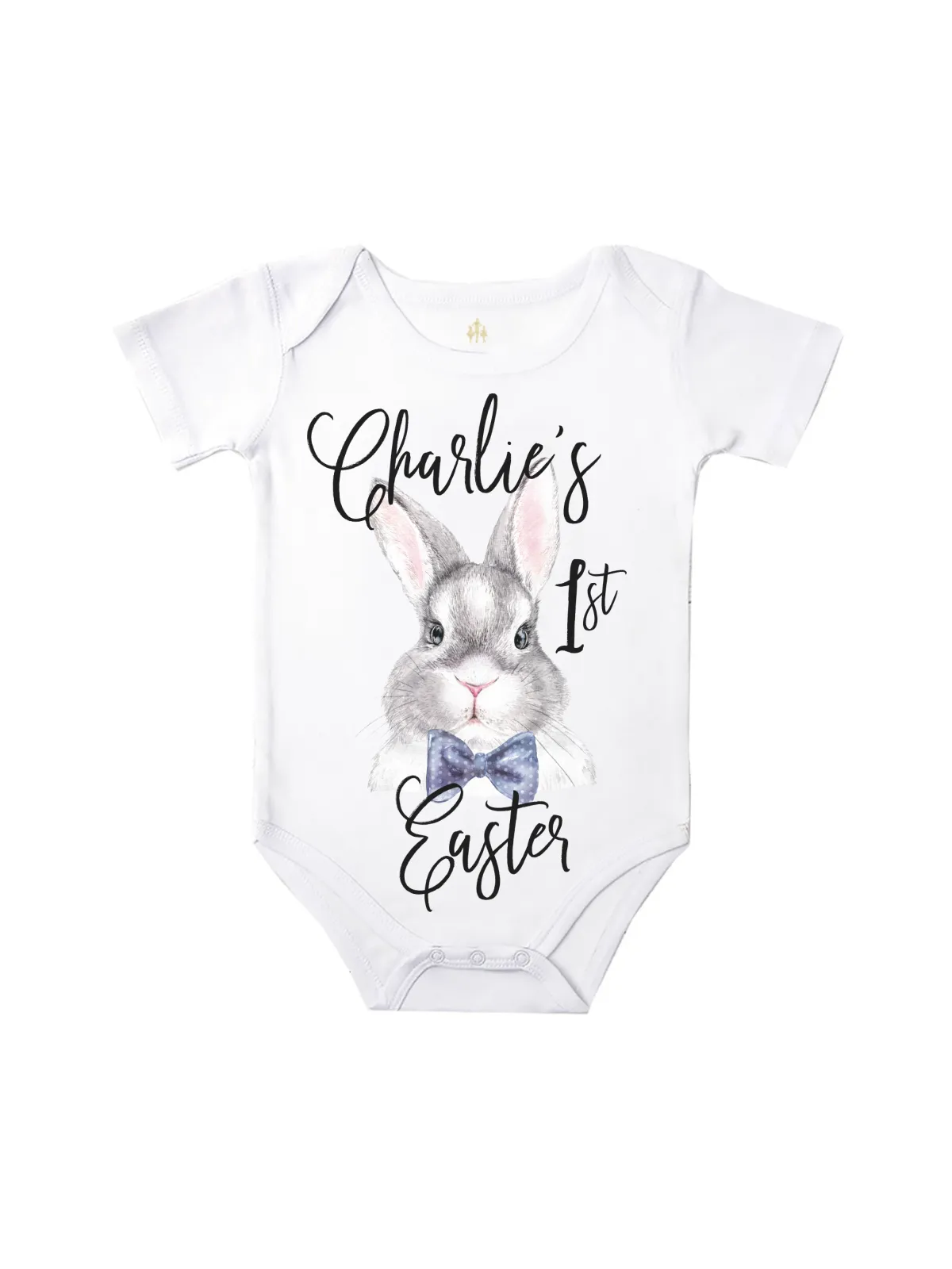 Baby Boy's First Easter Bunny Bodysuit - White & Blue