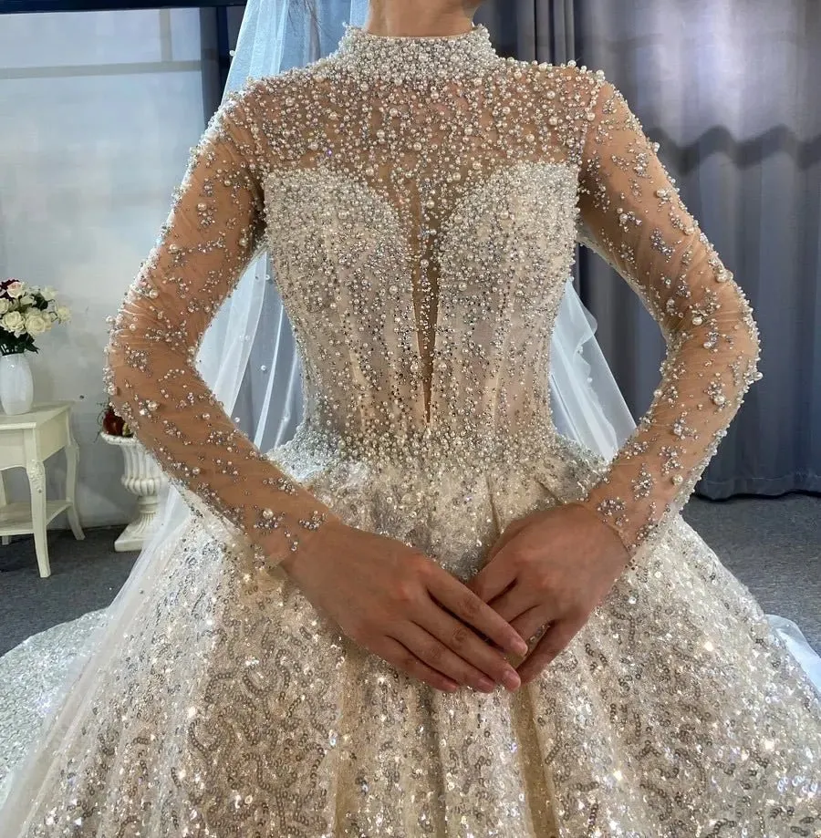 Beading Pearls Design Bridal Dress