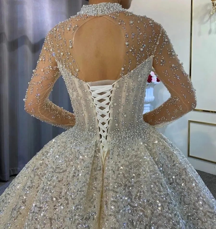 Beading Pearls Design Bridal Dress