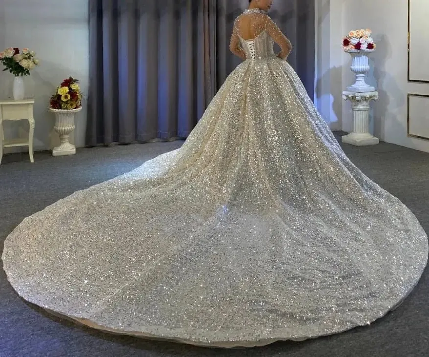 Beading Pearls Design Bridal Dress