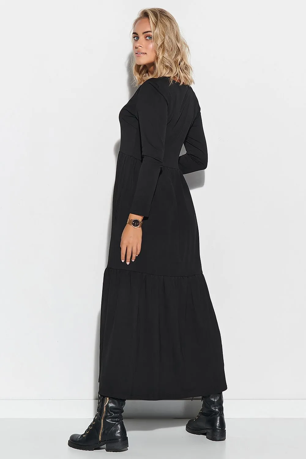 Black Maxi Dress with V-Neckline