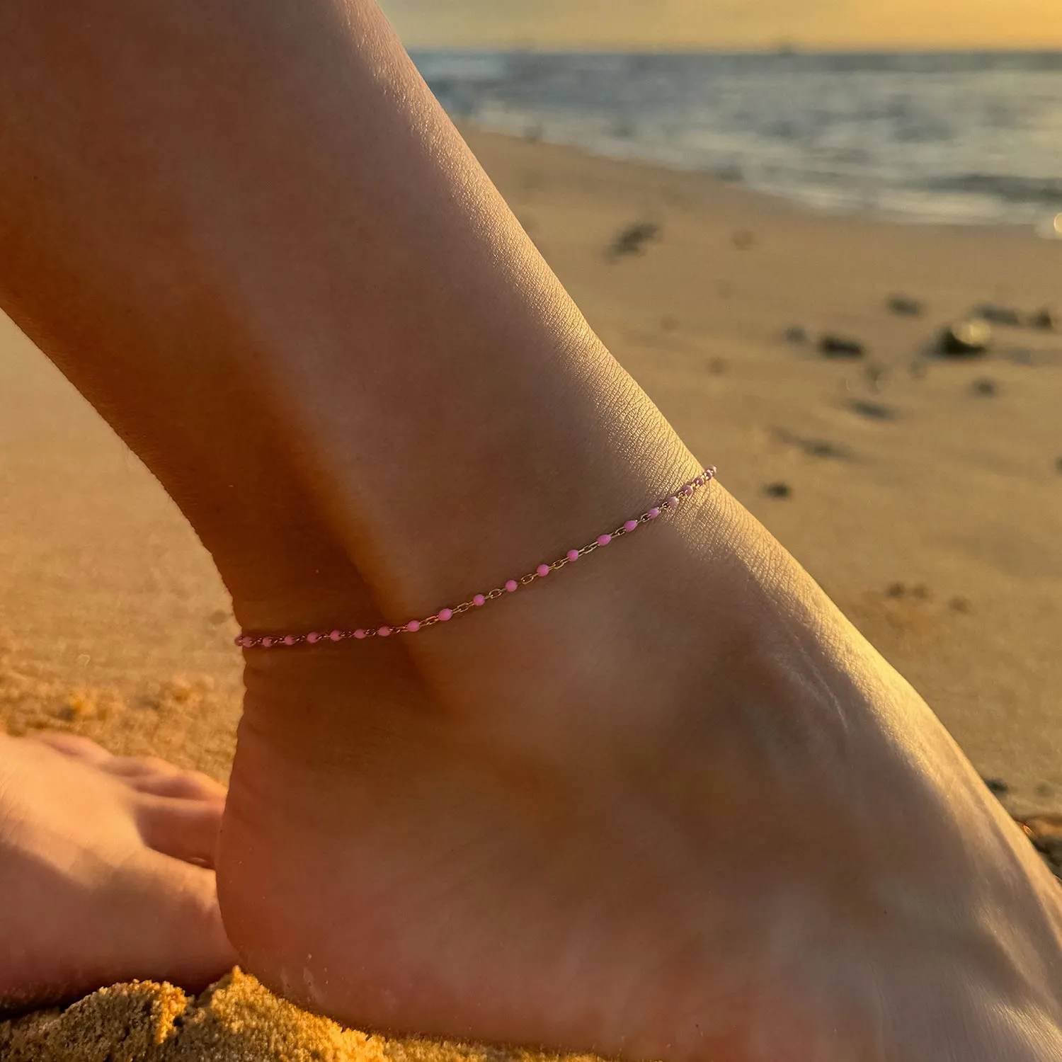 Candy Chain Anklet | Bubblegum & Gold