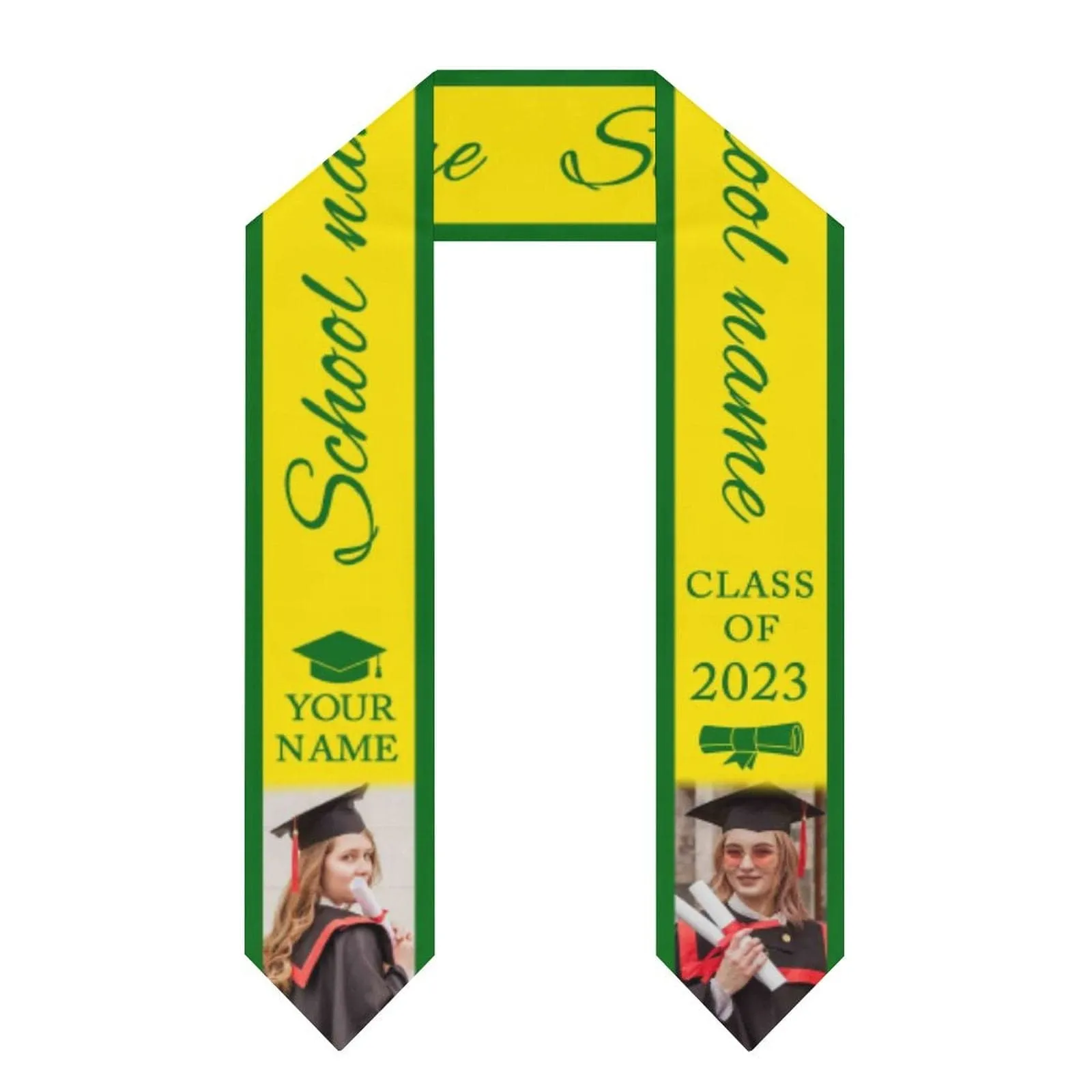 Custom Photo&Name Yellow Graduation Stoles Sash Class of 2023 Graduation Gift