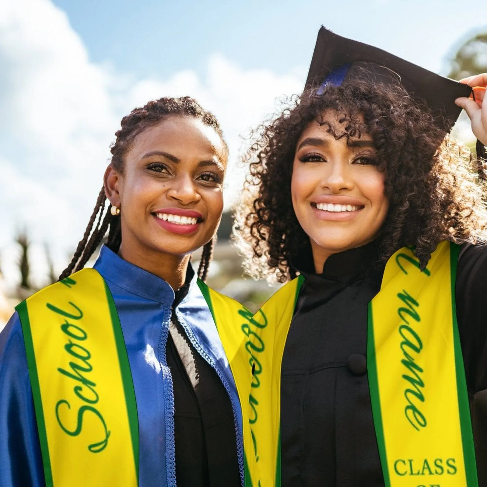 Custom Photo&Name Yellow Graduation Stoles Sash Class of 2023 Graduation Gift