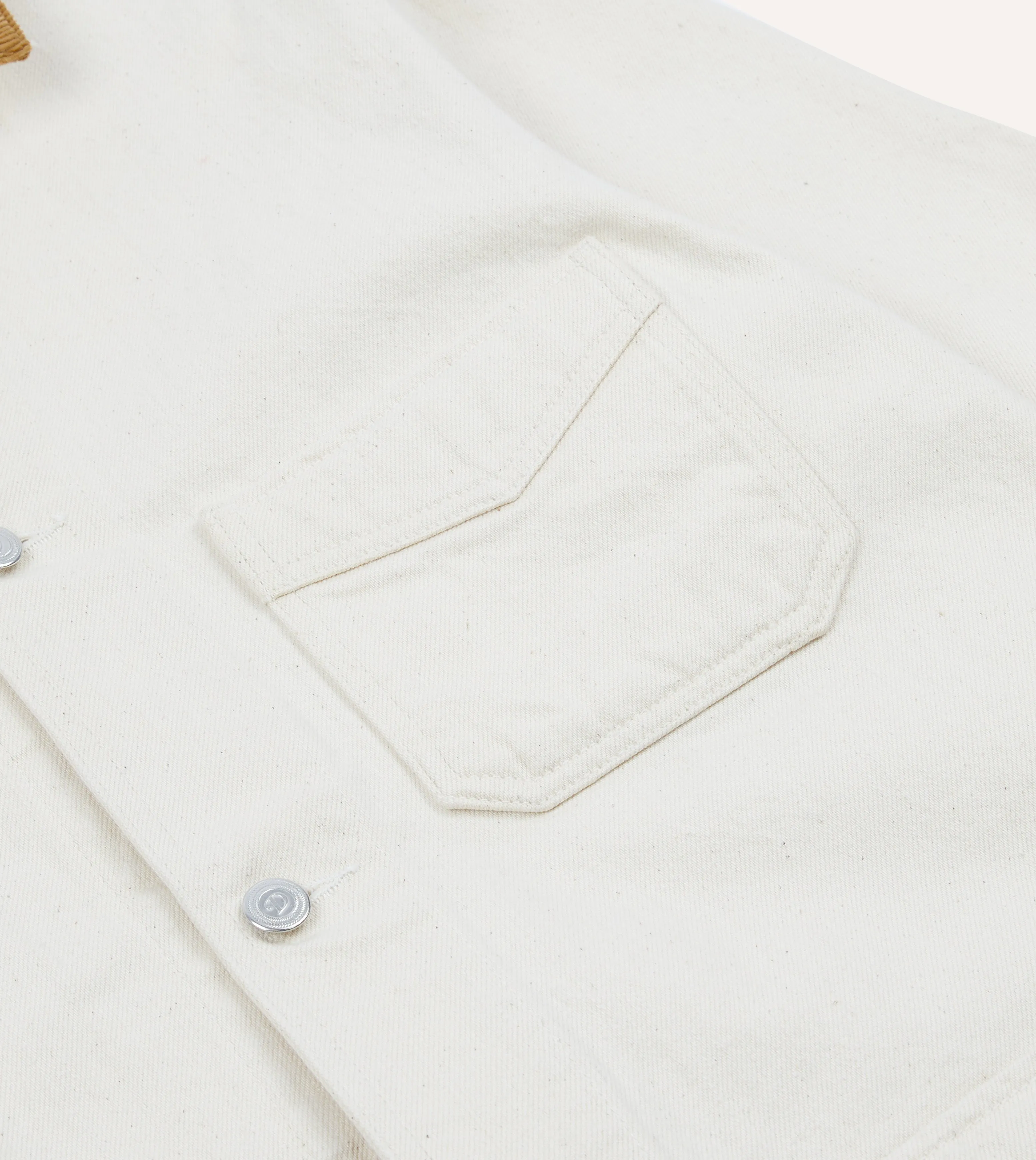 Ecru Heavy Twill Cotton Five-Pocket Chore Jacket