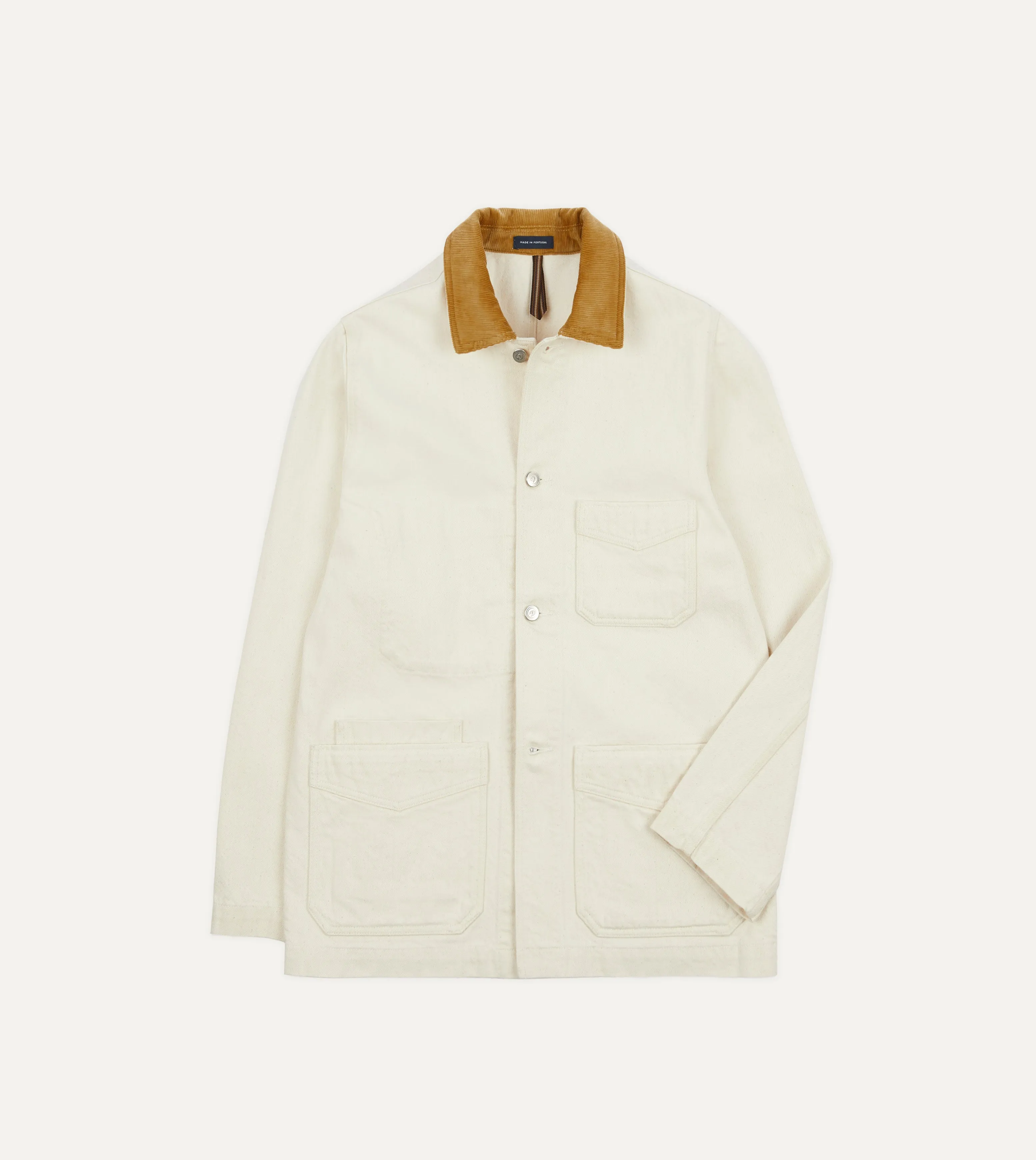 Ecru Heavy Twill Cotton Five-Pocket Chore Jacket