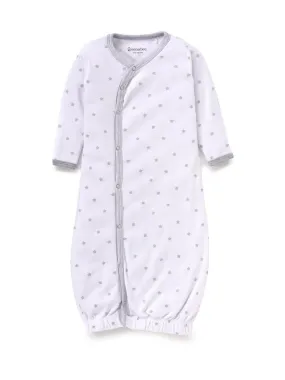 Full sleeve grey star pattern in white sleeping gown for baby