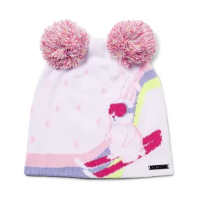 Girls Ski Bunny Pom - White