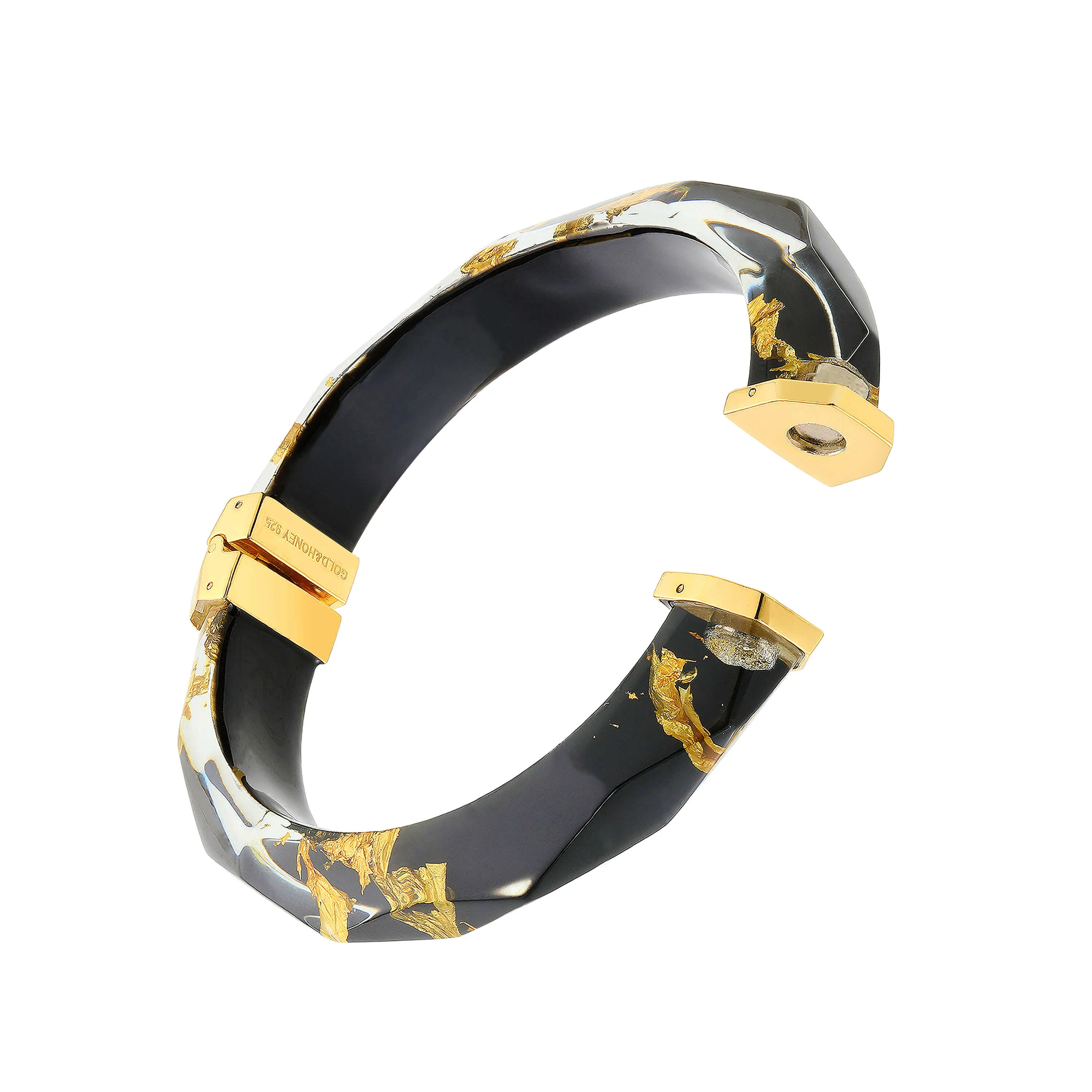 Gold Leaf Thin Faceted Lucite Bangles