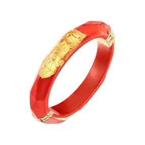 Gold Leaf Thin Faceted Lucite Bangles