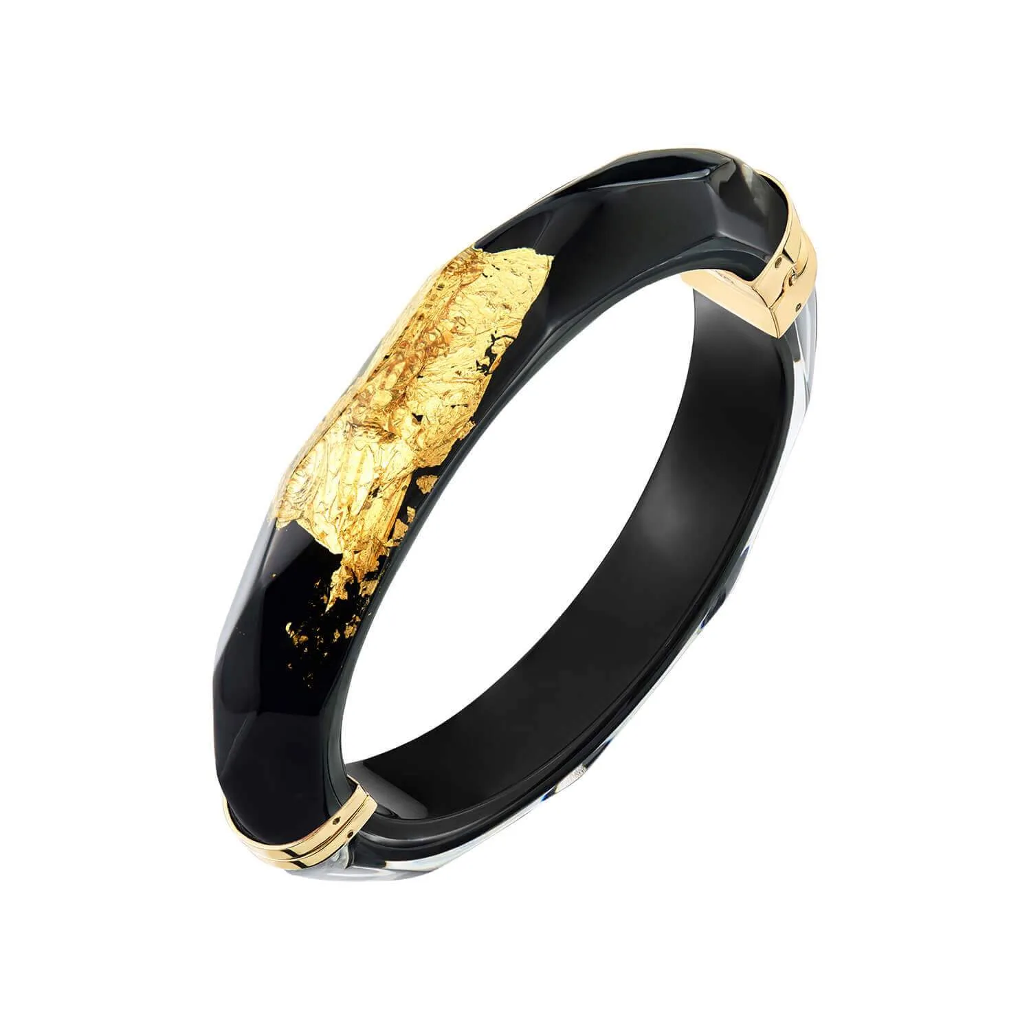 Gold Leaf Thin Faceted Lucite Bangles