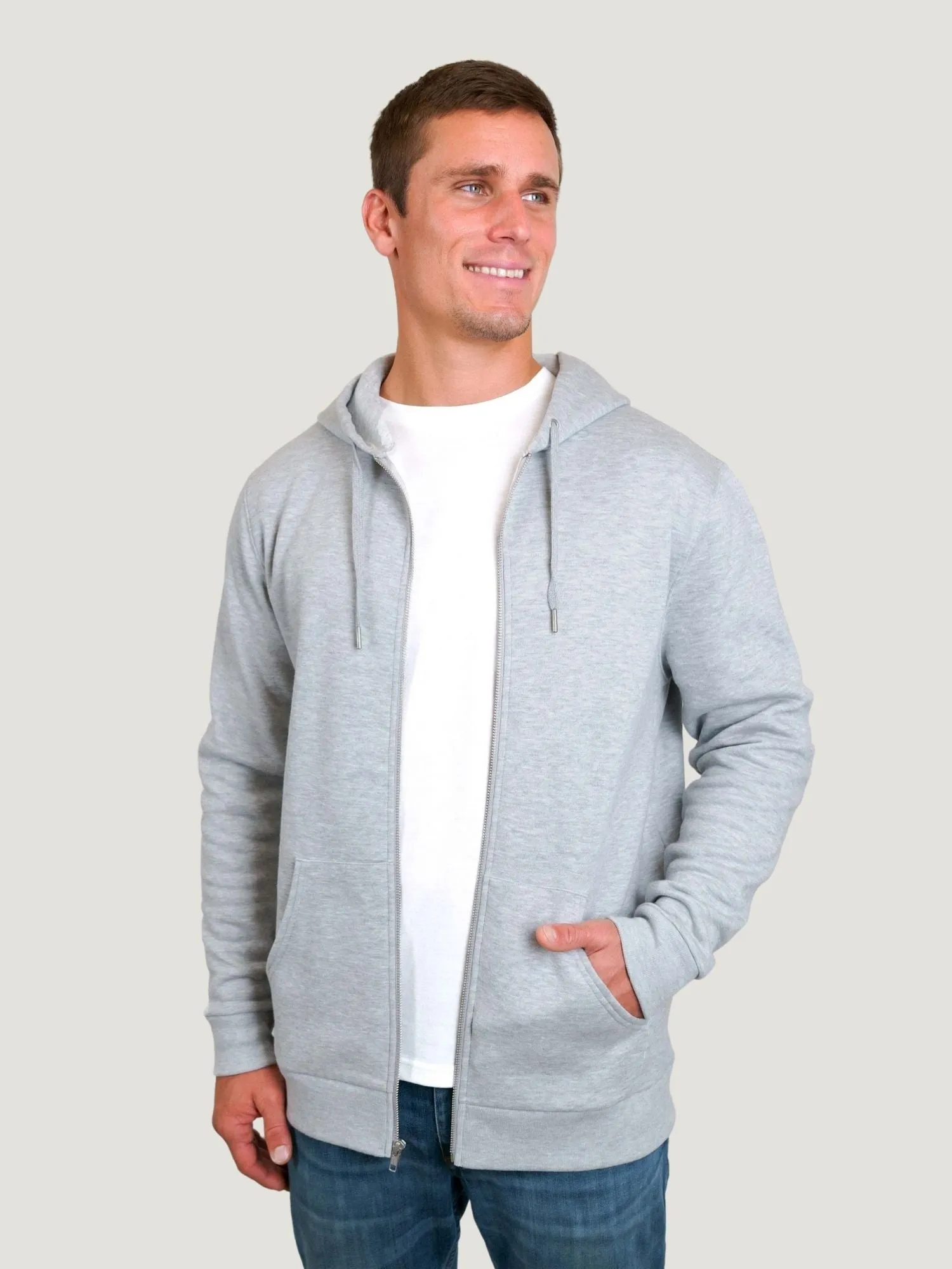 Heather Grey Zip-Up Hoodie