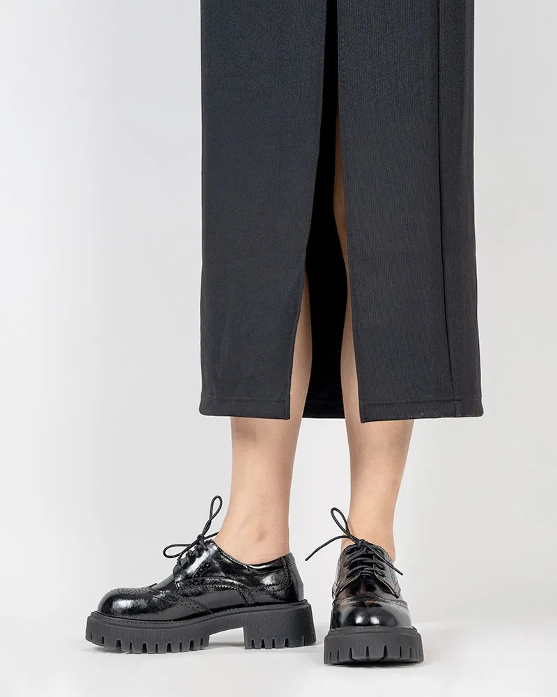 Lace up Wingtip Chunky Heel Platform Brogue Oxford