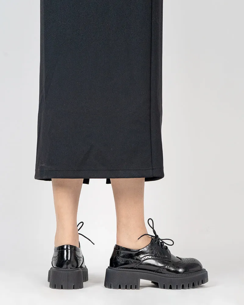 Lace up Wingtip Chunky Heel Platform Brogue Oxford