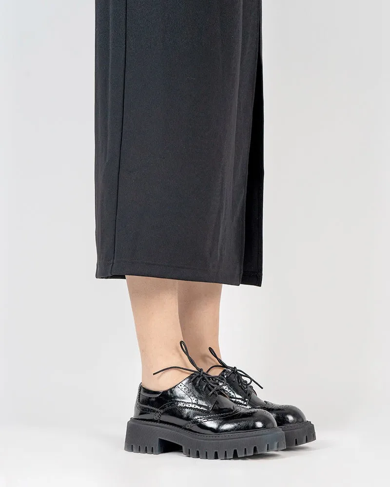 Lace up Wingtip Chunky Heel Platform Brogue Oxford