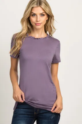 Lavender Ruffle Neckline Top