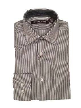 Michael Kors Boys Cotton Charcoal/White Striped Dress Shirt_ Z0332