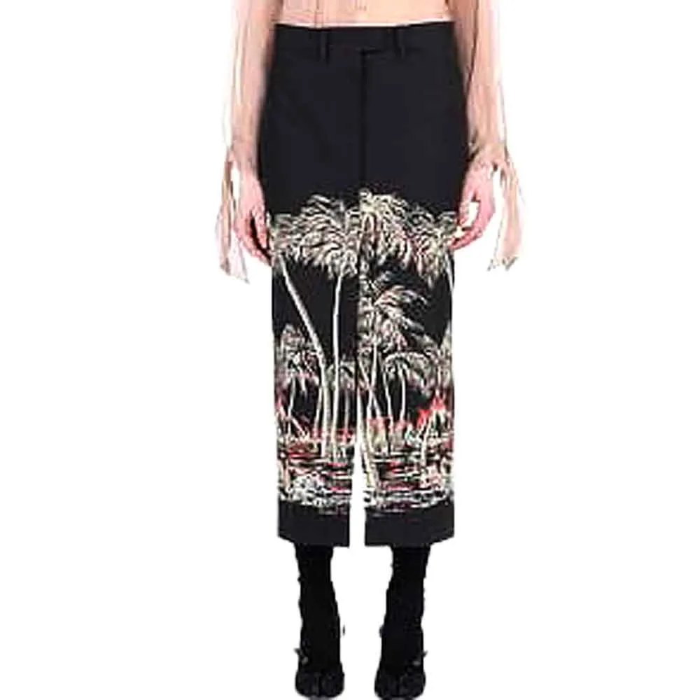 No. 21 Palm Print Slim Midi Skirt