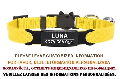 Personalized ID Free Engraving Cat Collar Safety Breakaway Small Dog Cute Nylon Adjustable for Puppy Kittens Necklace