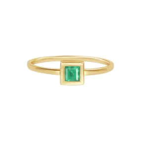 Princess Cut Emerald Cocktail Ring Bezel Set