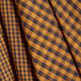 Reversible Cotton Gingham Double Gauze in Ochre Night