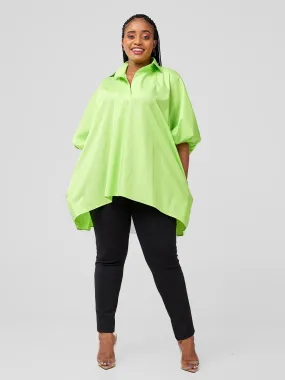 Safari Nimali High Low Tunic Top -Lime