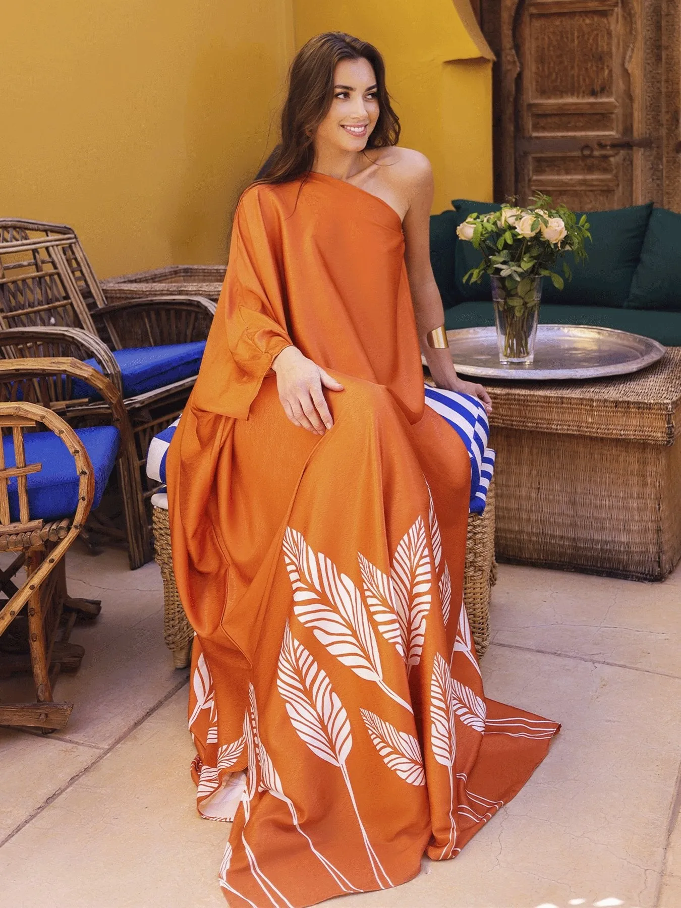 Satu Dress - Palms Orange