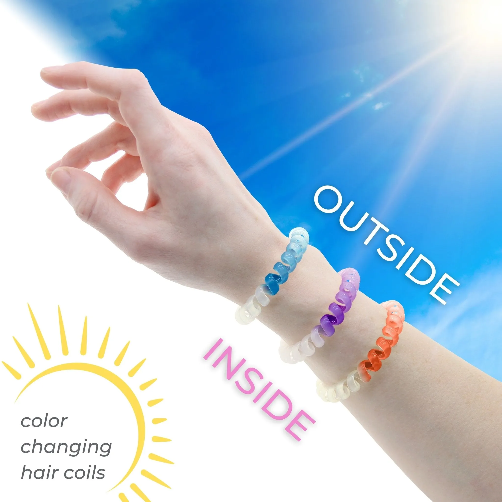 Solar Reactive Coil Hair Ties - 4 Pack